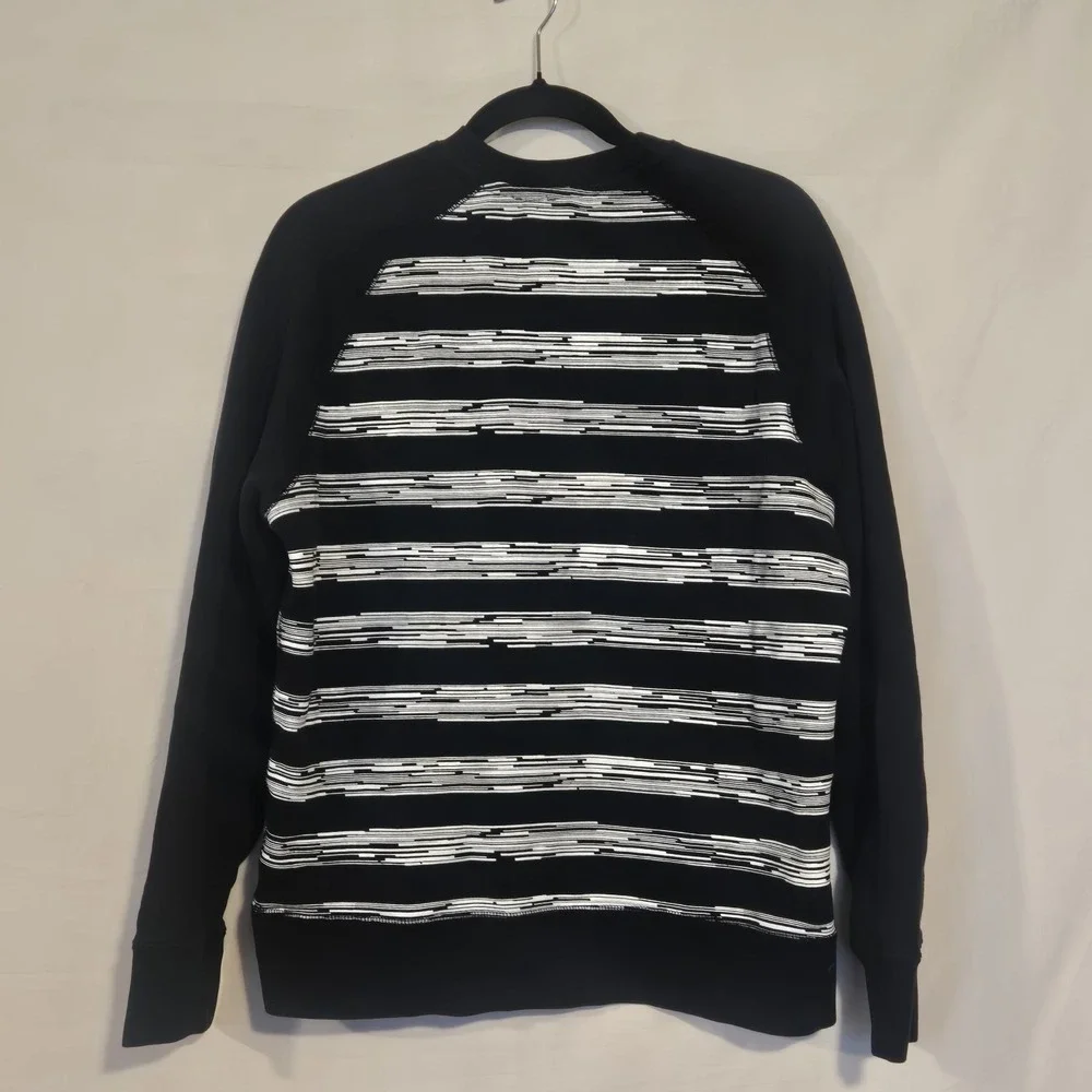 Nike Black Stripe Embroidered Logo Crewneck Sweatshirt Size L Men's